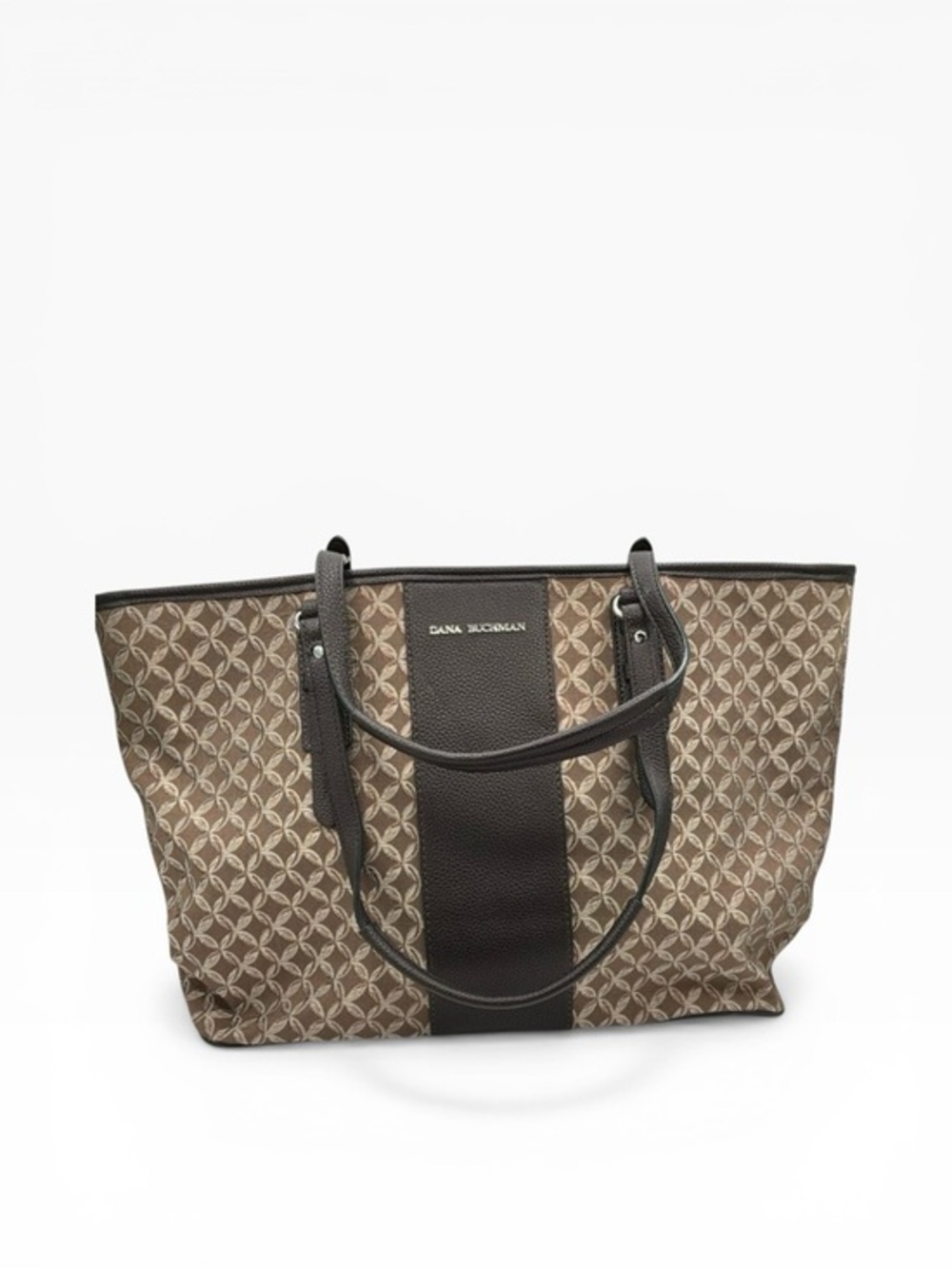 Dana Buchman Tan and Dark Brown Patterned Tote